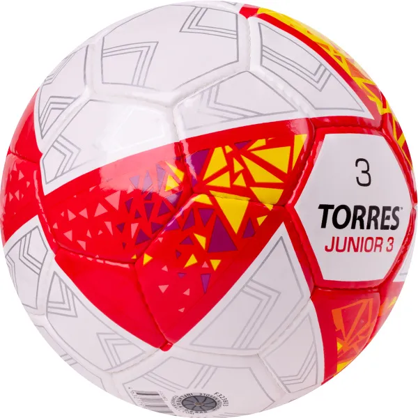 Мяч футб. TORRES Junior-3, F323803, р.3,глянц.ПУ, 4 сл, 32 п,руч.сш,бел-крас-жел за 2&nbsp;070.60 ₽ в Нижнем Новгороде