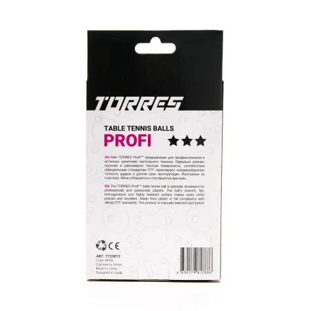 Мяч для наст. тенниса TORRES Profi 3*, TT23012, диам. 40+мм, упак. 6 шт, белый за 338.30 ₽ купить в Нижнем Новгороде