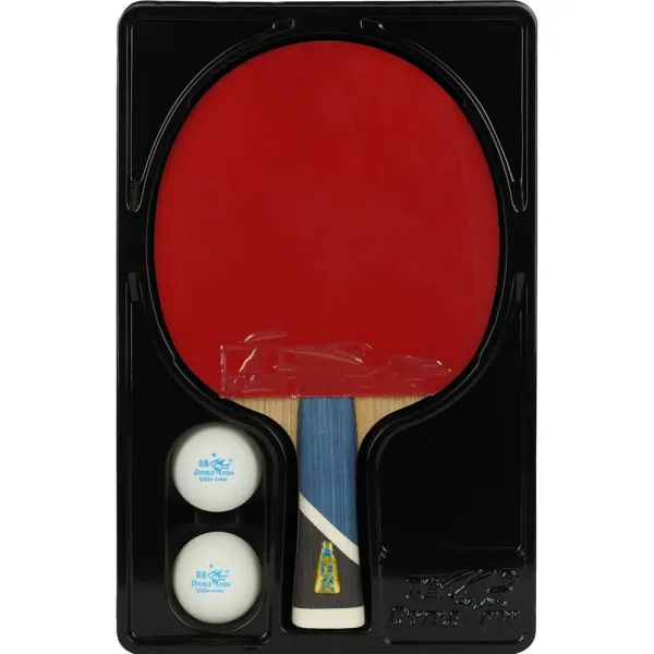 Ракетка для н/т DOUBLE FISH 5A+C, для продвин, ITTF Appr, накл. 2,1 мм, конич. ручка+ 2 мяча V40+мм за 2&nbsp;779.50 ₽ в Нижнем Новгороде