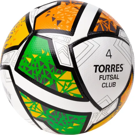 Мяч футзал. TORRES Futsal Club, FS323764, р.4, 10 пан. ПУ, 4 под. сл, гибрид. сш. бело-зел-оранж за 2&nbsp;264.40 ₽ купить в Нижнем Новгороде